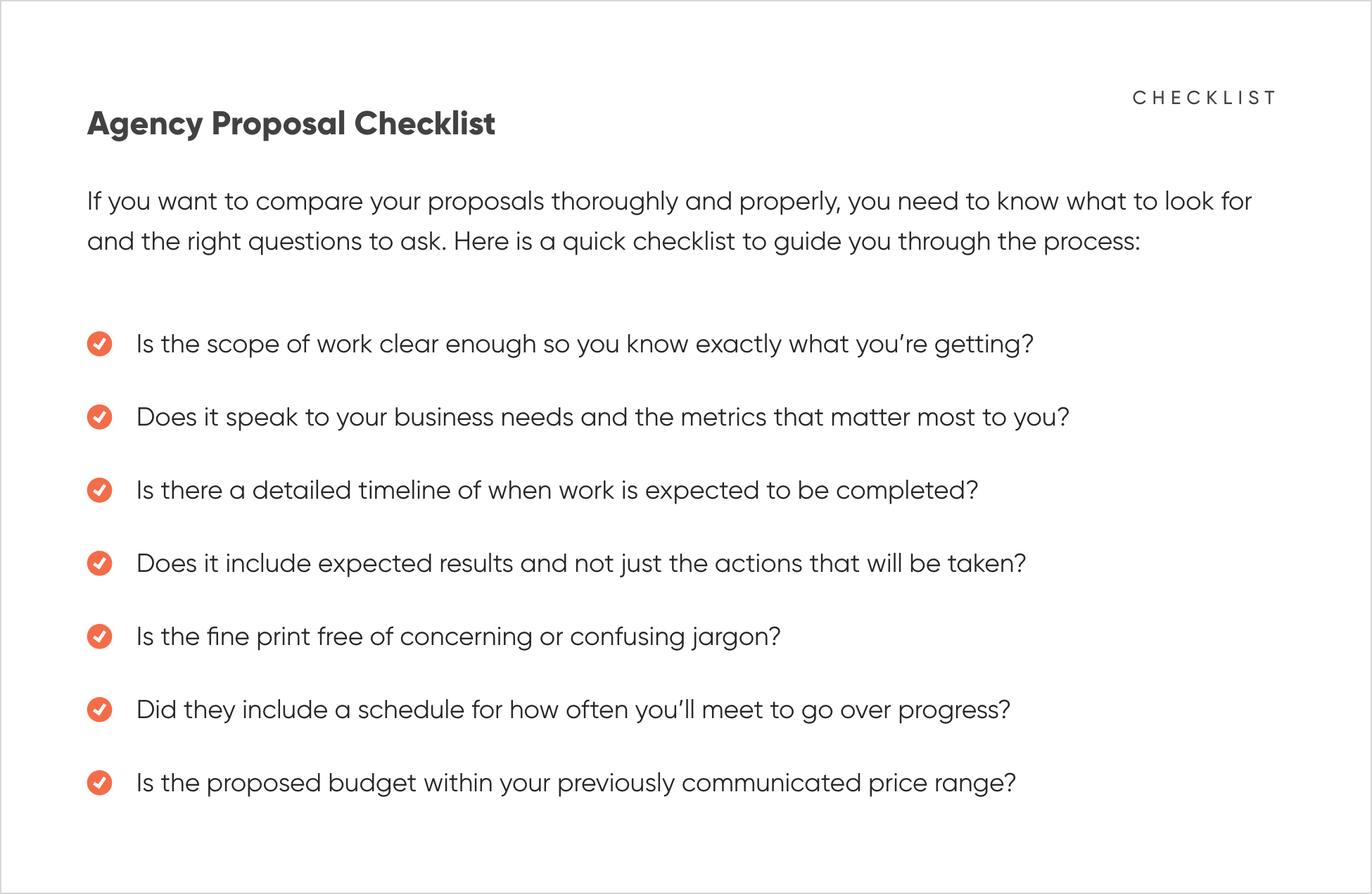 Agency Proposal Checklist