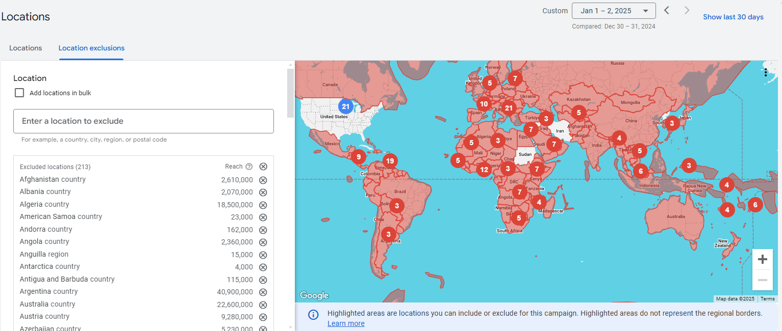 location exclusions google ads